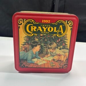 Crayola Crayon Christmas Collectible Holiday Tin Kids Vintage 1992 Empty